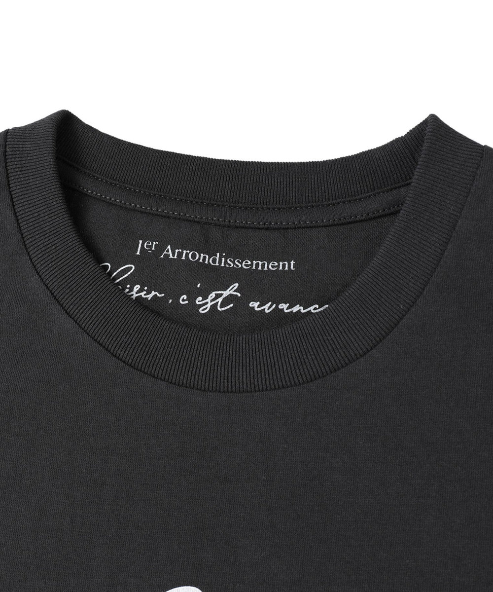 1er Arrondissement USコットンロゴプリントＴシャツ ブラック