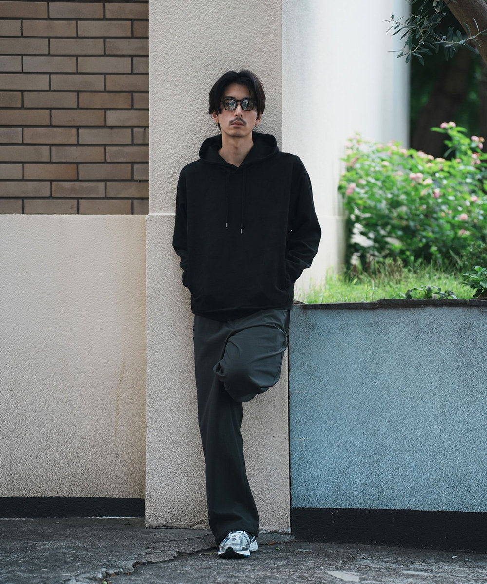 UNION STATION ＊WEB限定 フェイクスエード リラックスフィットフーディ ブラック