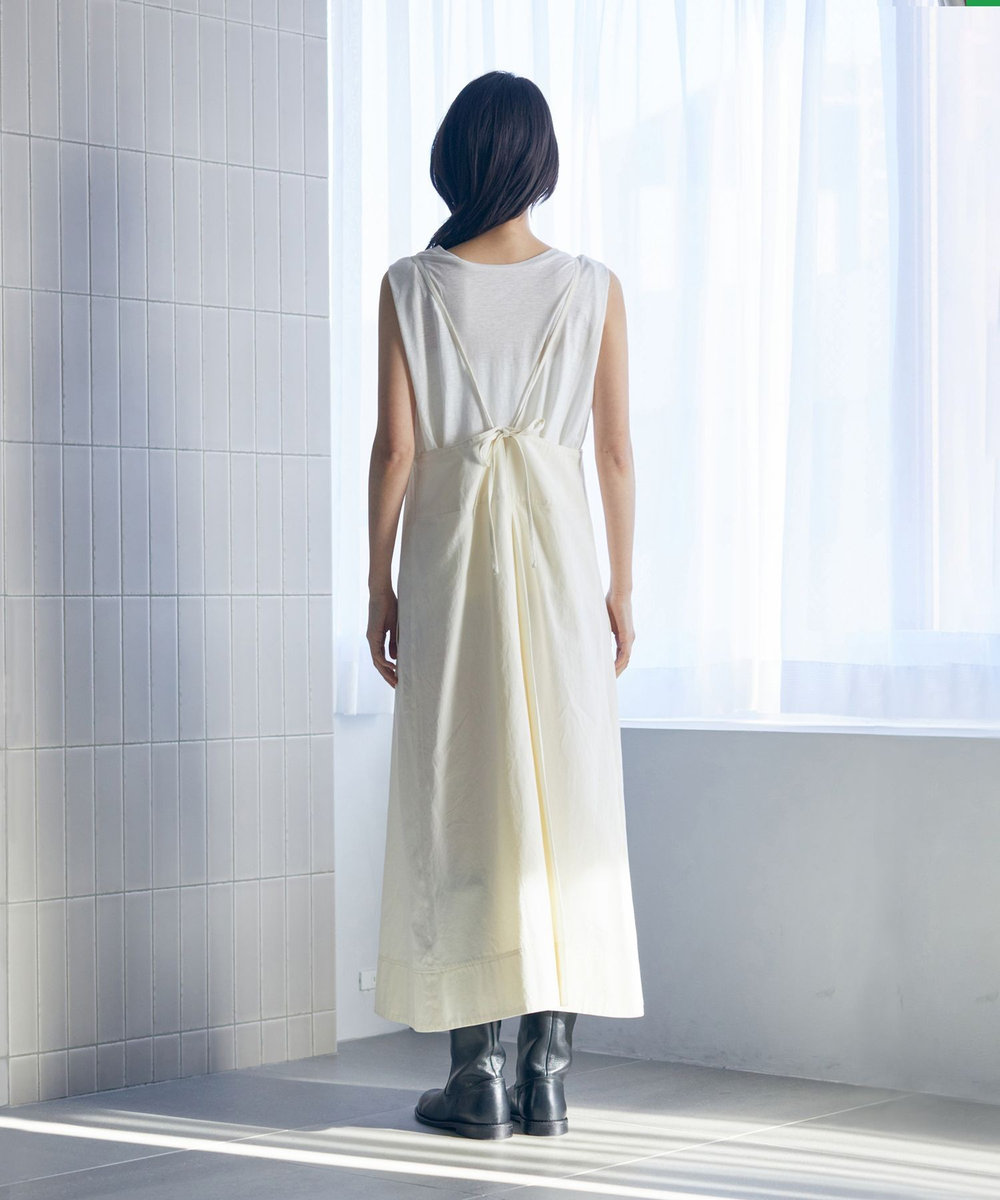 LOISIR 【MTサイズ有り】コットンツイルエプロンワンピース キナリ