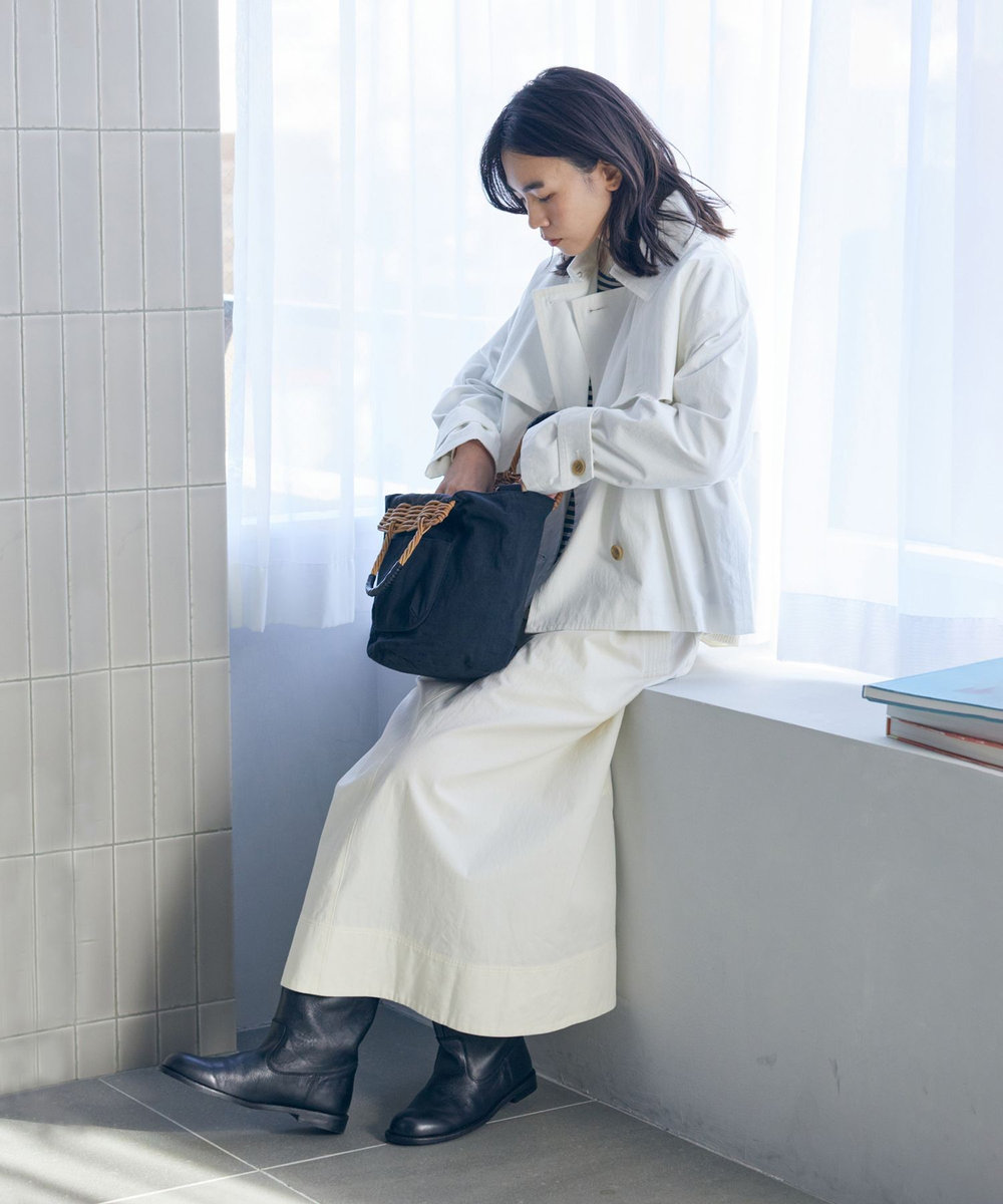 LOISIR 【MTサイズ有り】コットンツイルエプロンワンピース キナリ