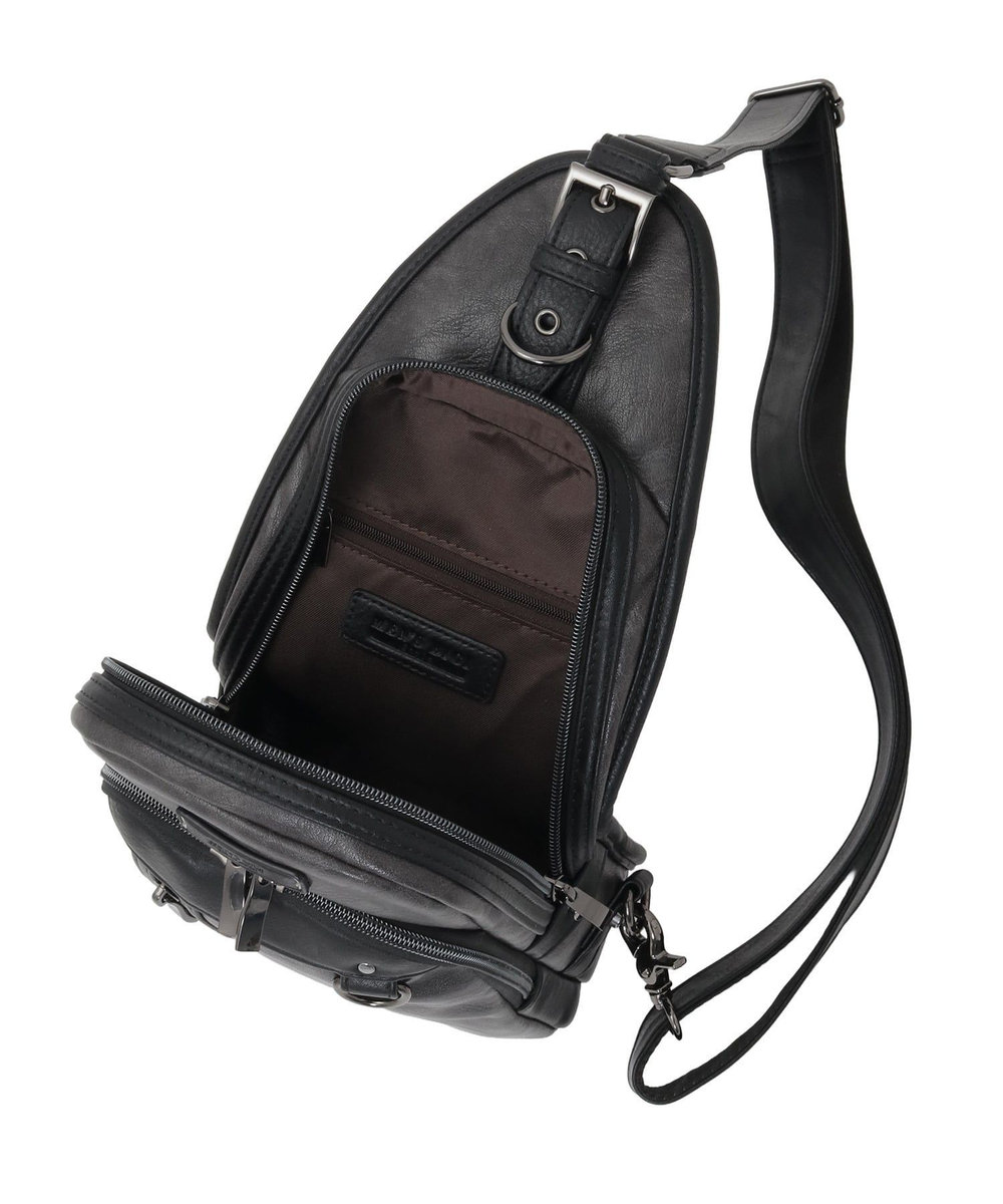 MEN'S BIGI フェイクレザー ボディバッグ グレー