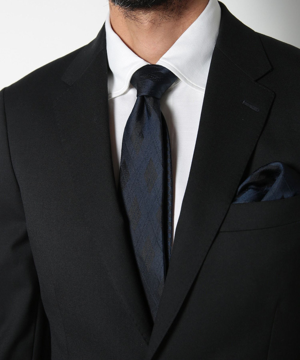 MEN'S BIGI アーガイル柄シルクネクタイ ネイビー