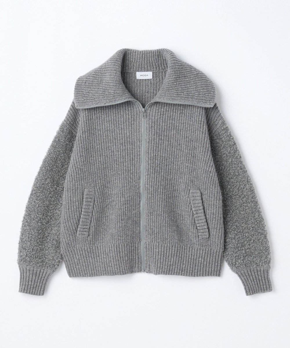 MOGA 畦×ビッグループハイネックブルゾン グレー