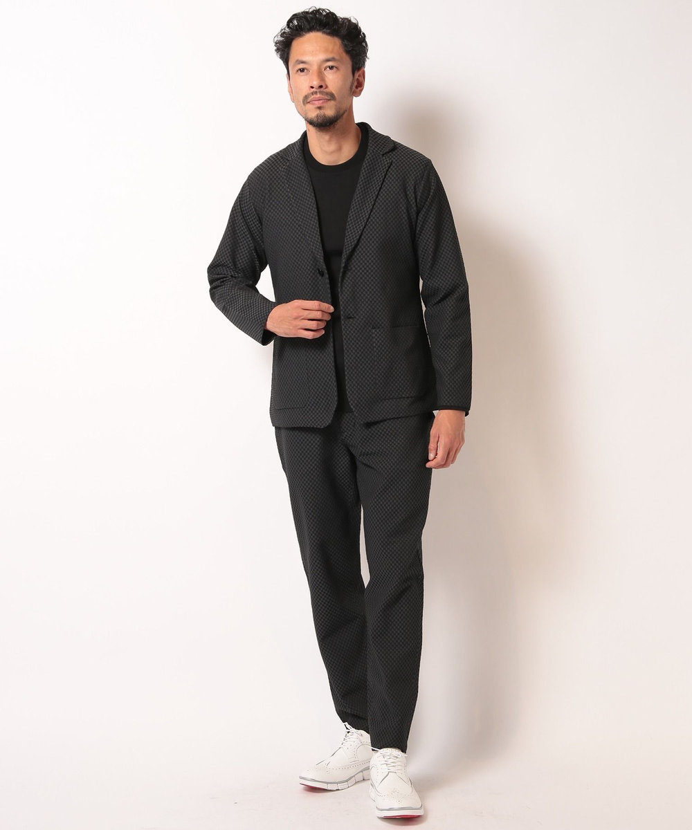 MEN'S BIGI ポリエステルエアリードッツテーラードジャケット ブラック