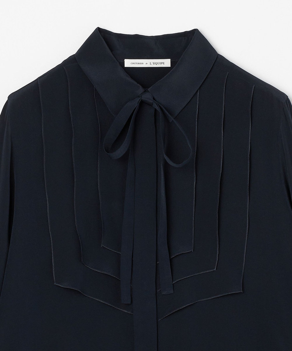 L'EQUIPE COUTURIER シルクデシンブラウス ダークネイビー