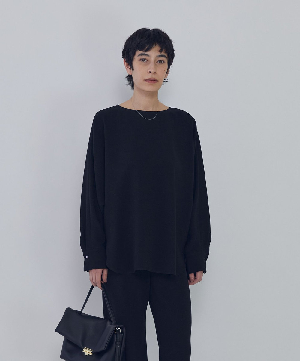 1er Arrondissement ダブルクロスドルマンブラウス ブラック