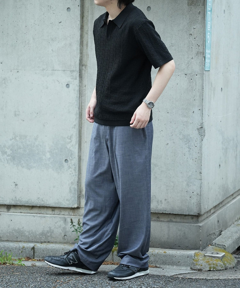 UNION STATION *WEB限定 ルーズフィットジャガードスキッパーポロ ブラック