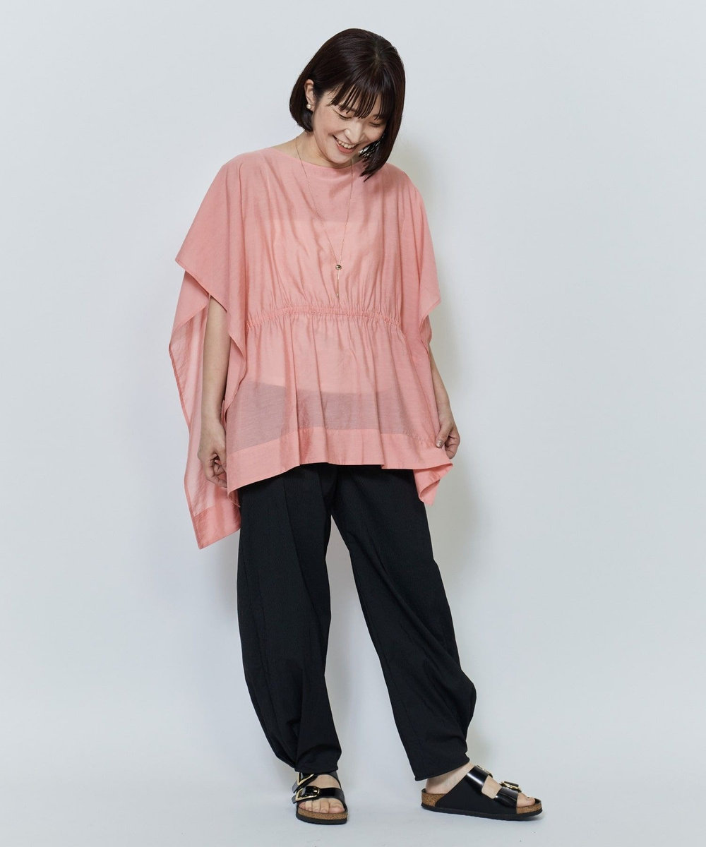 MOGA シアーVISリネンブラウス サーモンピンク