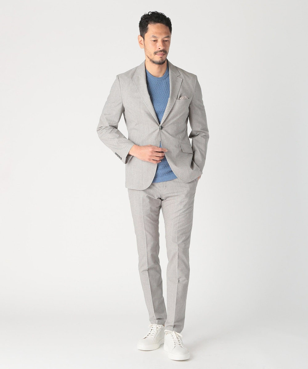 MEN'S BIGI COOL DOTS メランジプリントスラックスパンツ〈イージーケア/吸水速乾〉 グレー