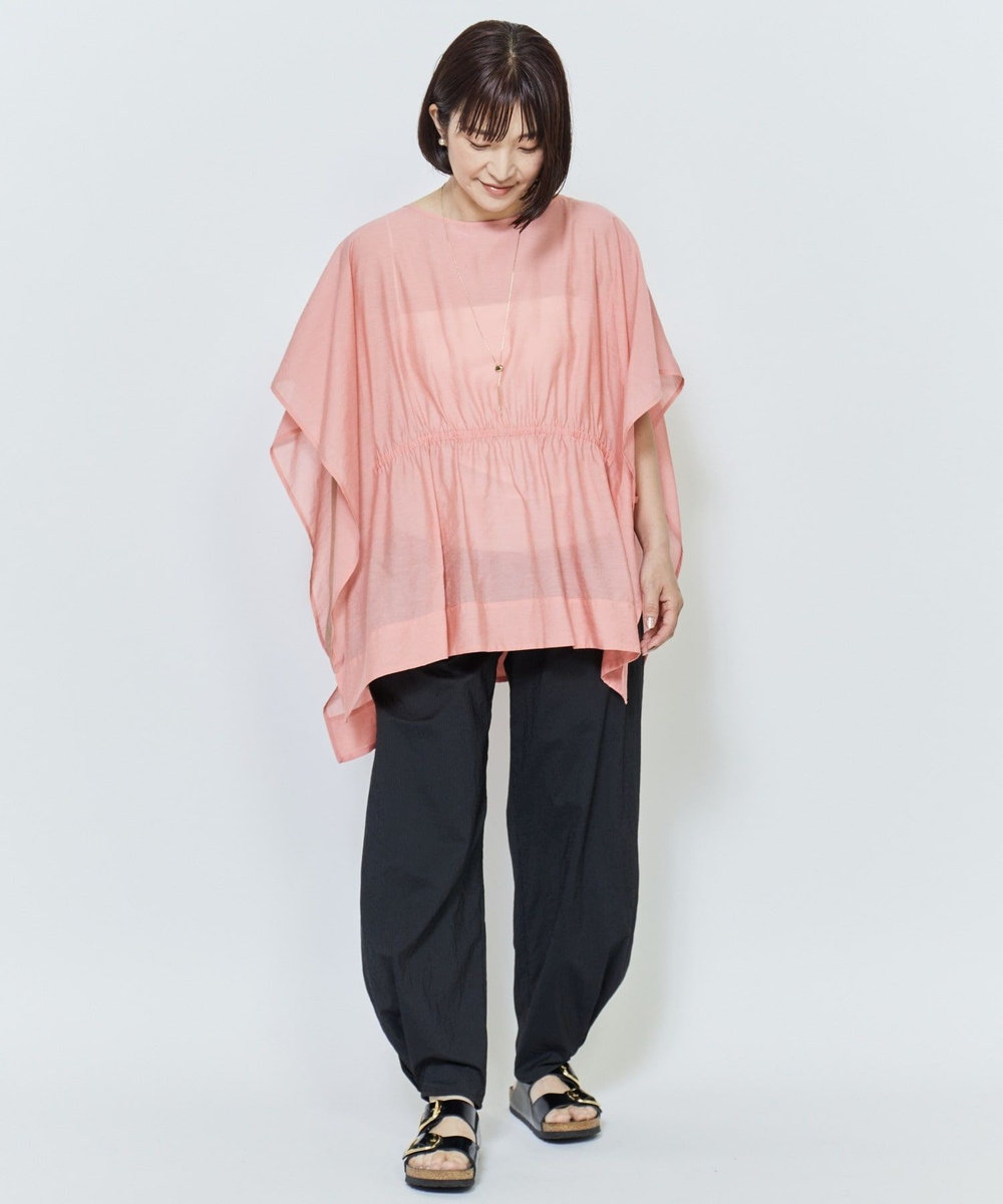MOGA シアーVISリネンブラウス サーモンピンク