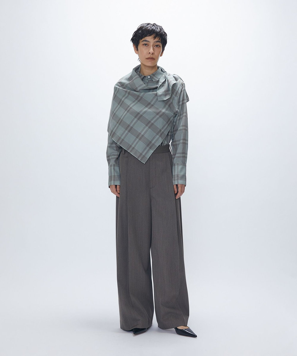 1er Arrondissement TWチェックスカーフシャツ グリーン