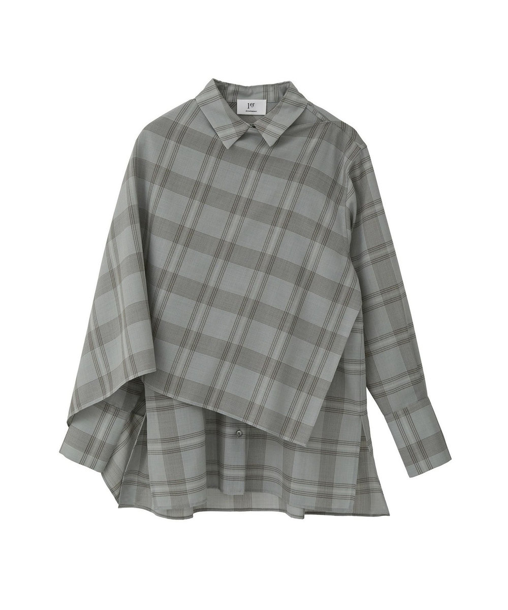 1er Arrondissement TWチェックスカーフシャツ グリーン