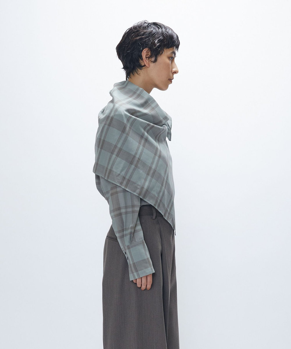 1er Arrondissement TWチェックスカーフシャツ グリーン