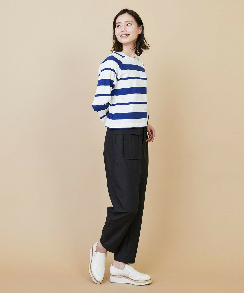 L'EQUIPE raspail × L'EQUIPE 別注クロップド丈ボーダーカットソー ネイビー
