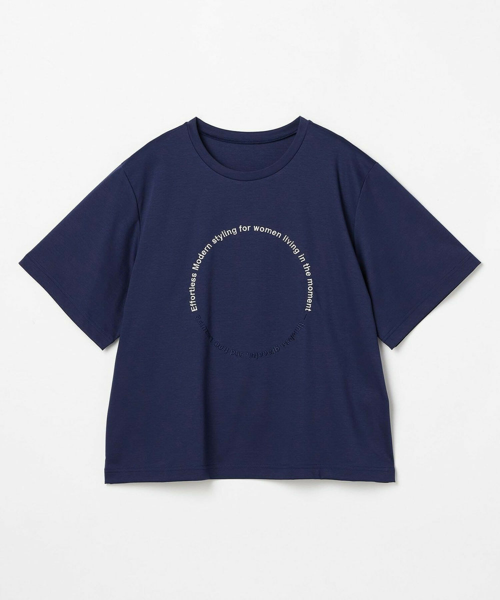 L'EQUIPE Lサイズ（大きいサイズ） 【大きいサイズ】サークル刺繍Tシャツ ブルー