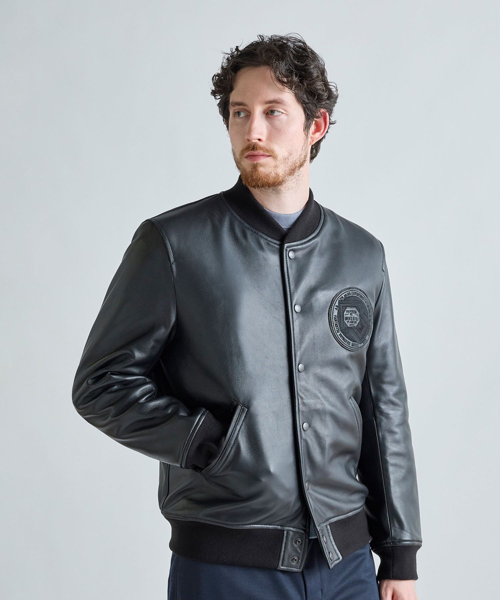 MEN'S BIGI 1983 MODEL STADIUM JUMPER ALL LEATHER VERSION ブラック