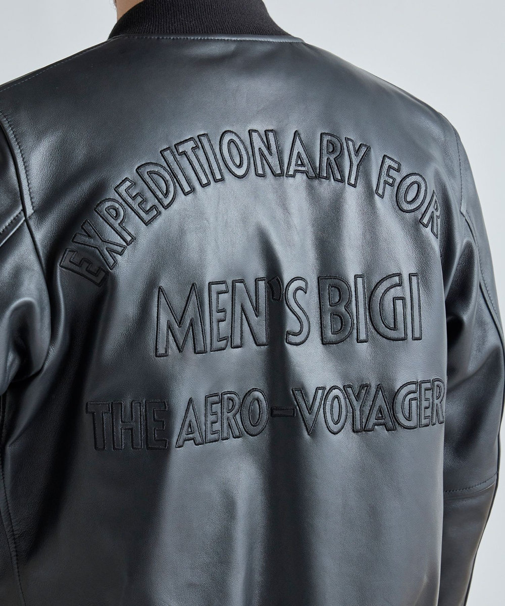 MEN'S BIGI 1983 MODEL STADIUM JUMPER ALL LEATHER VERSION ブラック