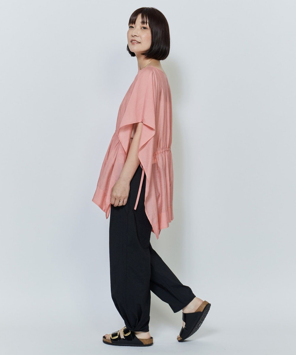 MOGA シアーVISリネンブラウス サーモンピンク