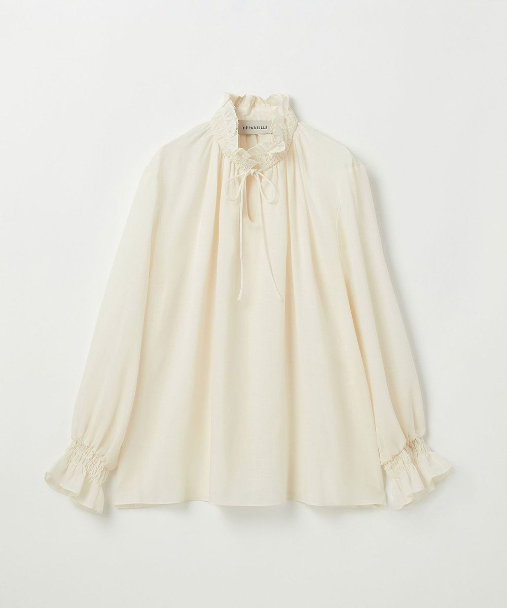 POLY WOOL VIYELLA FRILL BLOUSE / ポリウールヴィエラフリルブラウス