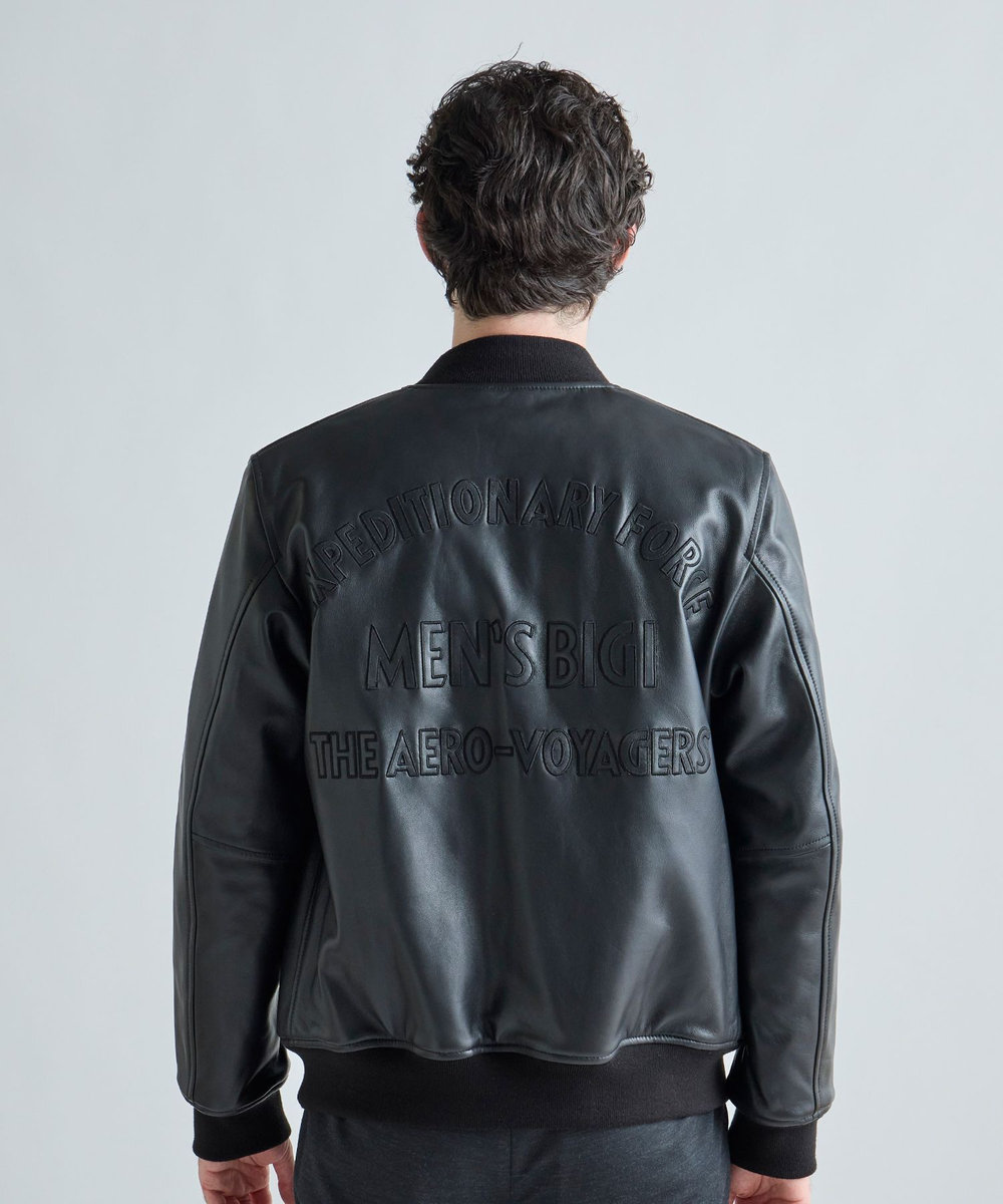 MEN'S BIGI 1983 MODEL STADIUM JUMPER ALL LEATHER VERSION ブラック