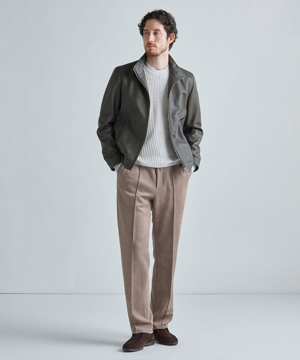 MEN'S BIGI エクセラファスナー ラムレザージャケット カーキ
