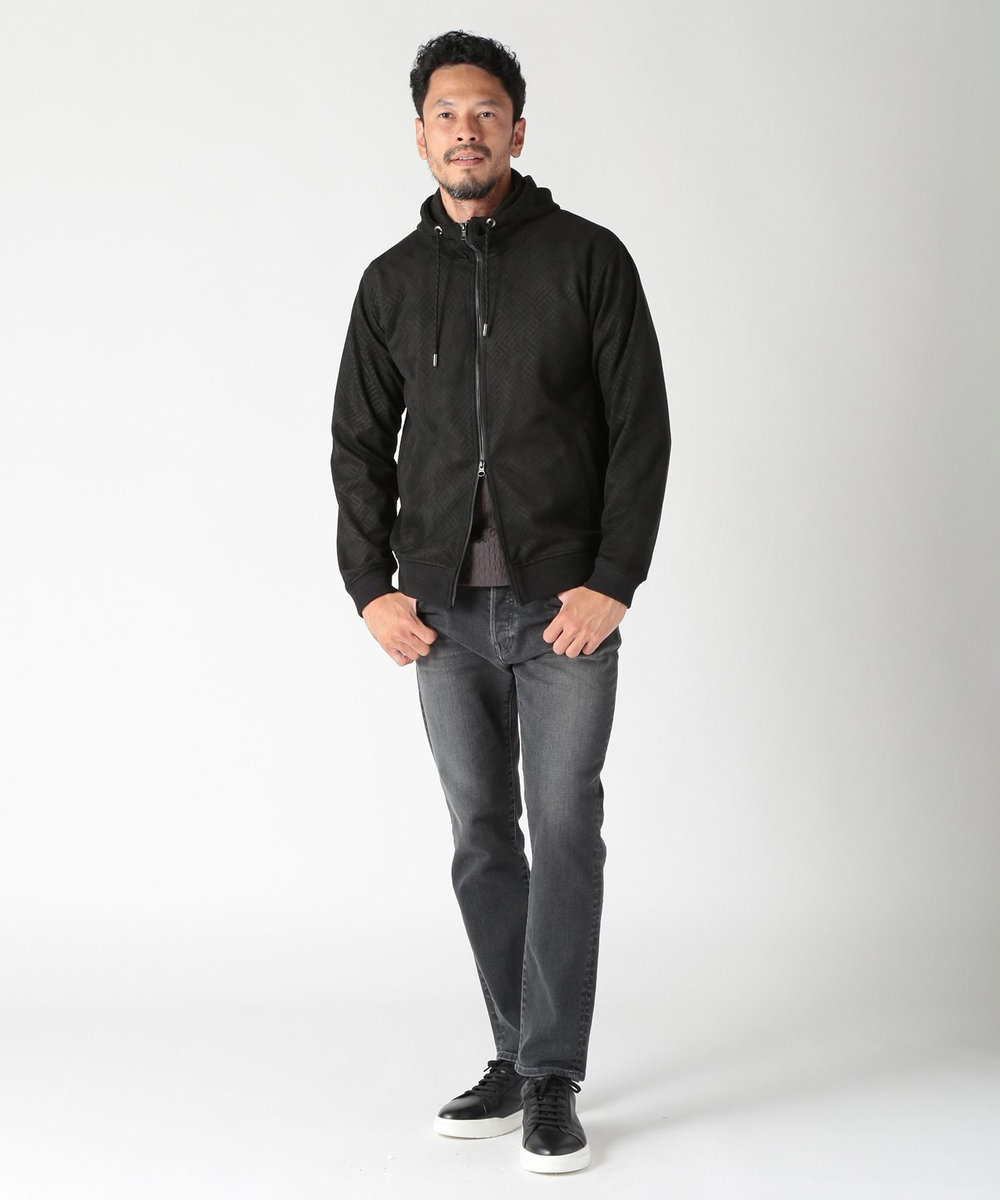 MEN'S BIGI テックスエードエンボスパーカー ブラック