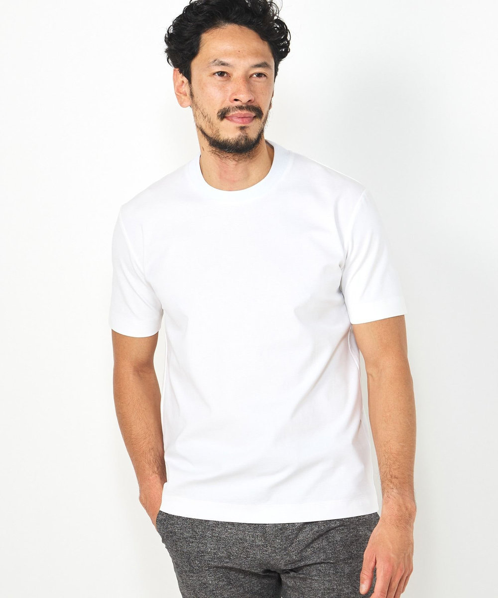 MEN'S BIGI 【ACTIVE TAILOR】シルケットスムースクルーネックTシャツ ホワイト