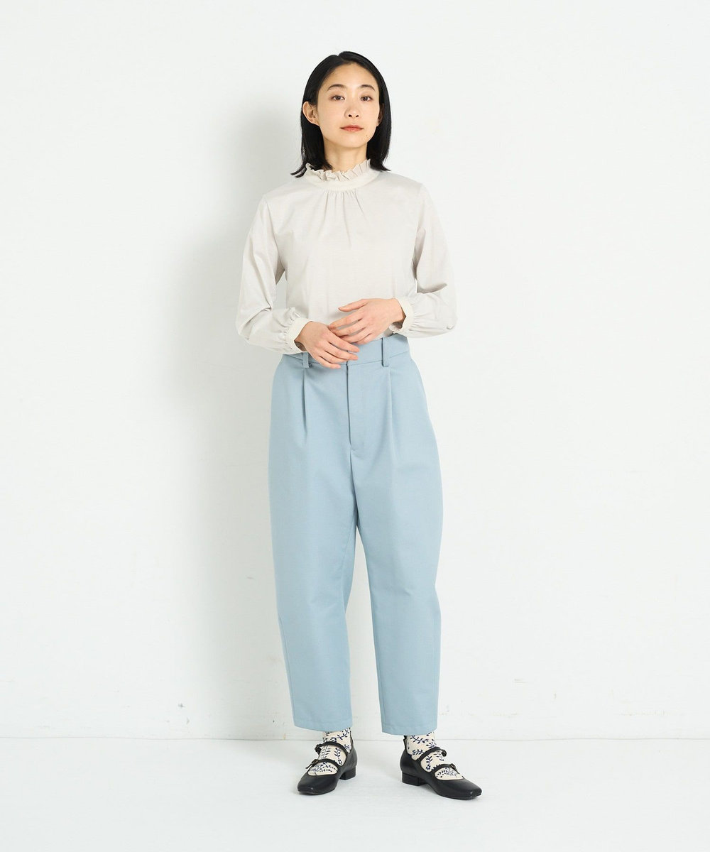 ADIEU TRISTESSE コットンエステルワンタックテーパードパンツ ブルー