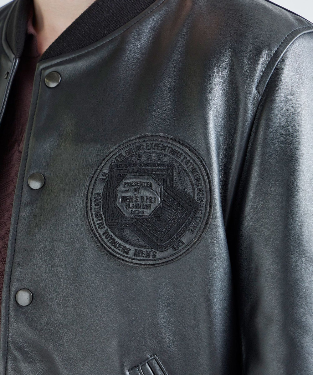 MEN'S BIGI 1983 MODEL STADIUM JUMPER ALL LEATHER VERSION ブラック