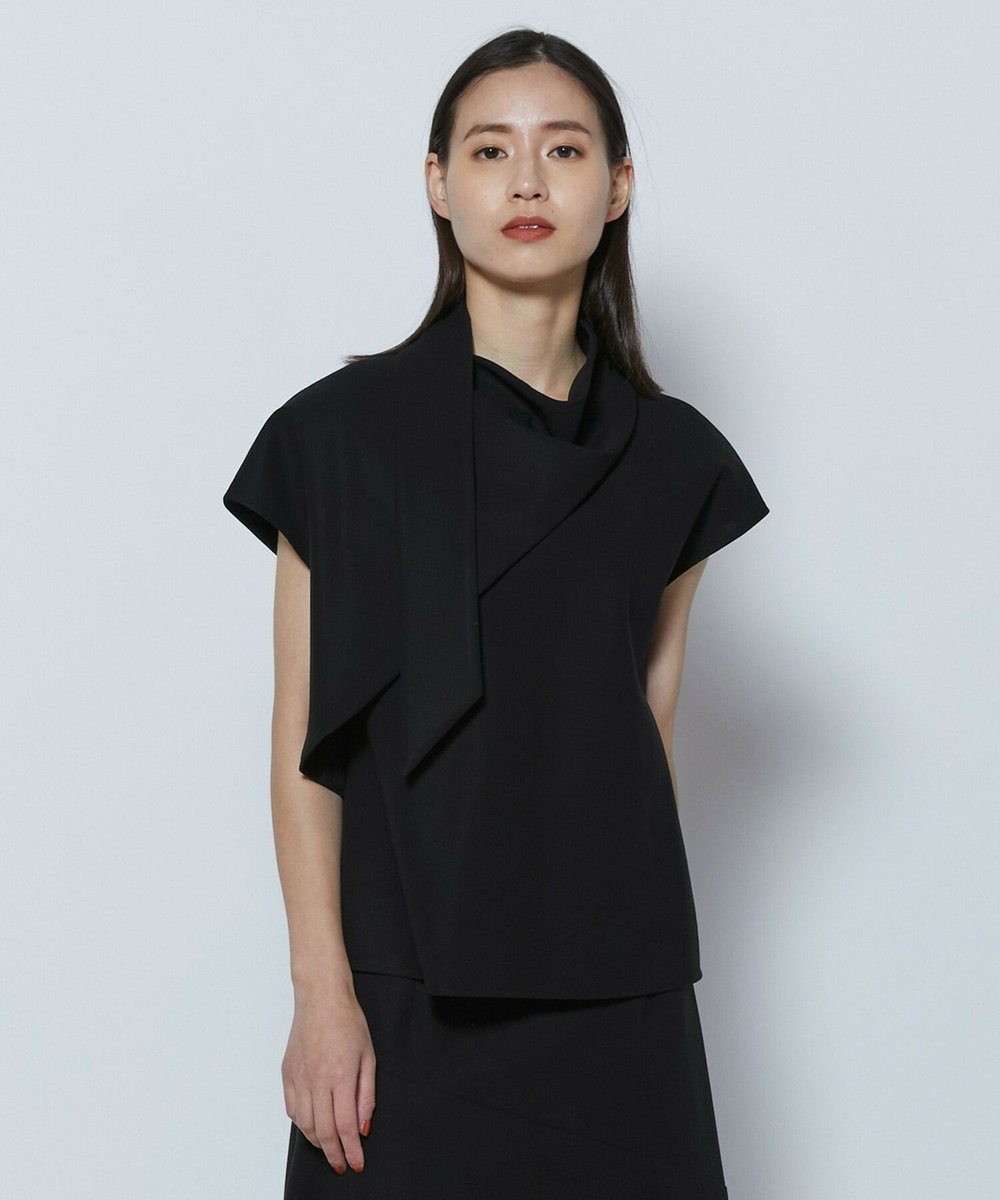 L'EQUIPE COUTURIER 60/2Vダブルクロスブラウス ブラック