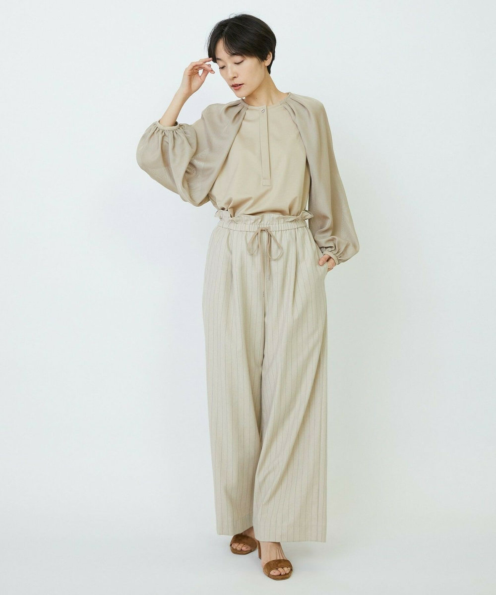 feerique feerique メッシュ×ジャージドッキングブラウス ベージュ