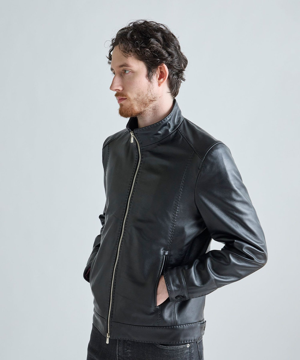 MEN'S BIGI エクセラファスナー ラムレザージャケット ブラック