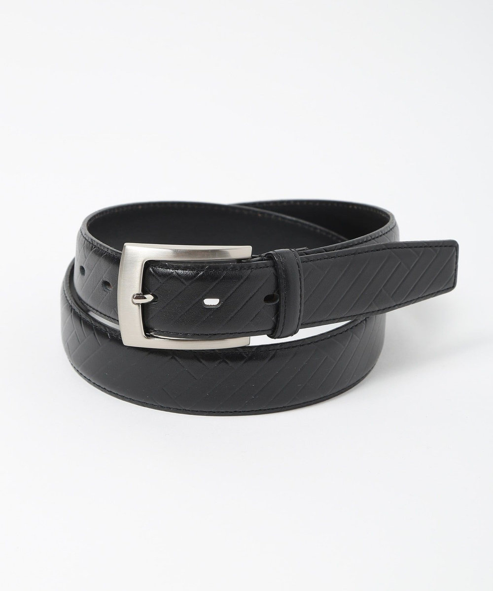 MEN'S BIGI 型押しオリジナルレザーベルト ブラック