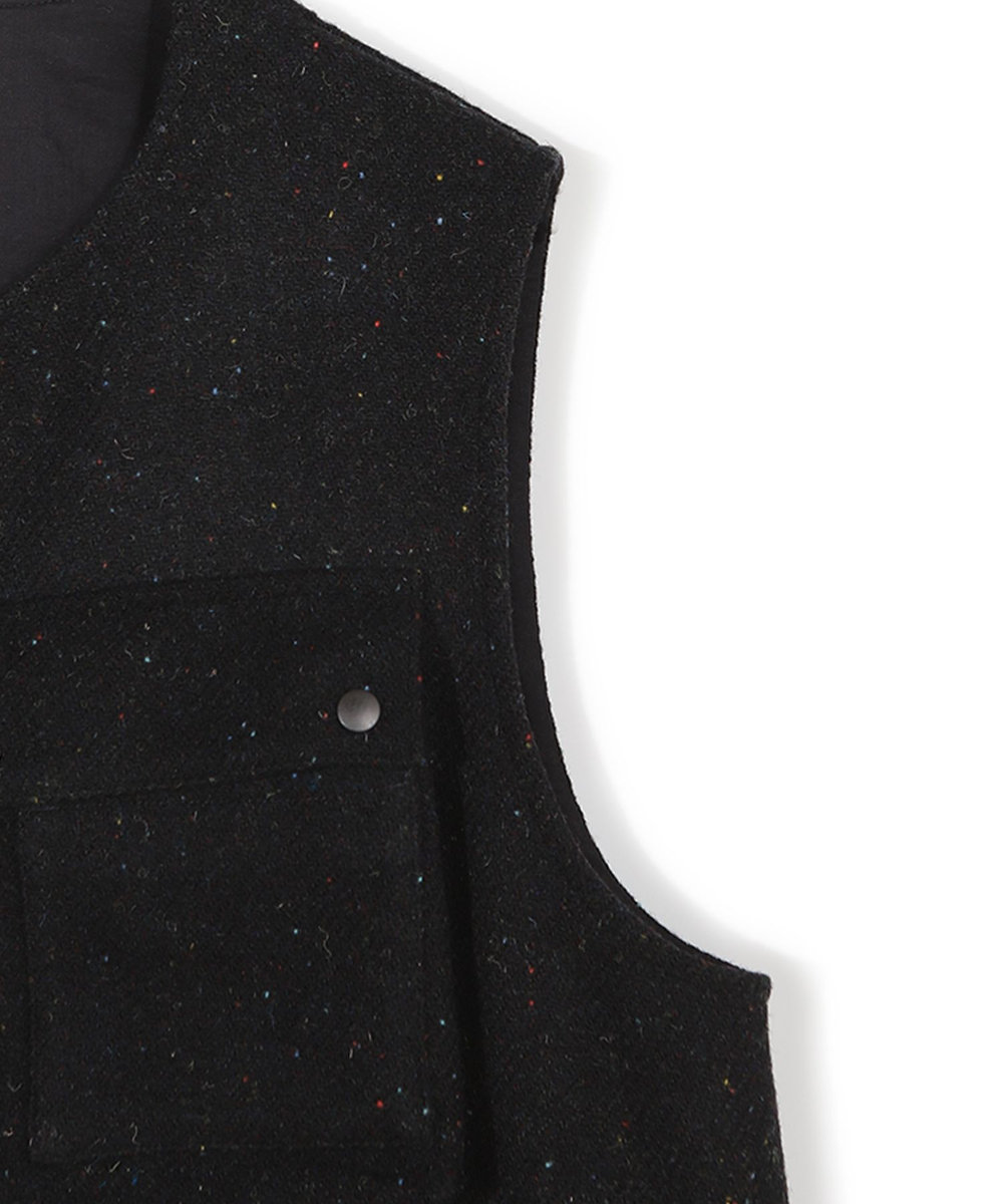 MEN'S BIGI 【50th Anniv . 菊池武夫】HARRIS TWEED COLOR NEP VEST ブラック