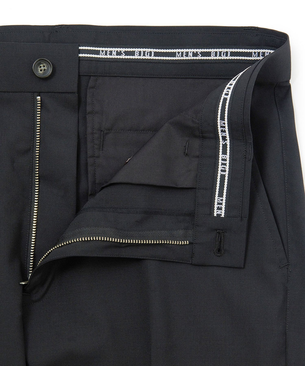 MEN'S BIGI SMART MERINOウールトロピカル/グレンチェック パンツ＜防シワ＞＜軽量＞＜ストレッチ＞ ブラック