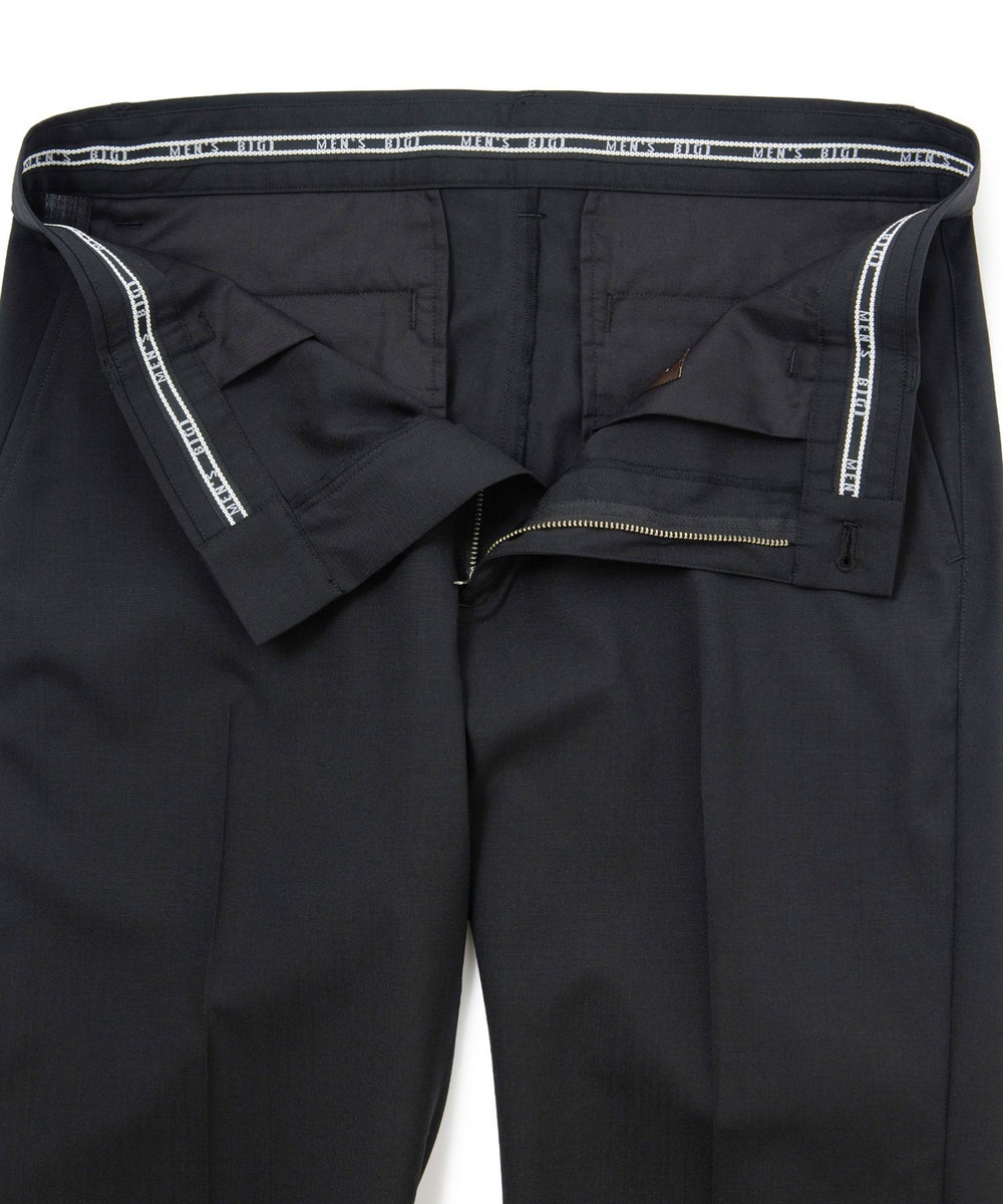 MEN'S BIGI SMART MERINOウールトロピカル/グレンチェック パンツ＜防シワ＞＜軽量＞＜ストレッチ＞ ブラック