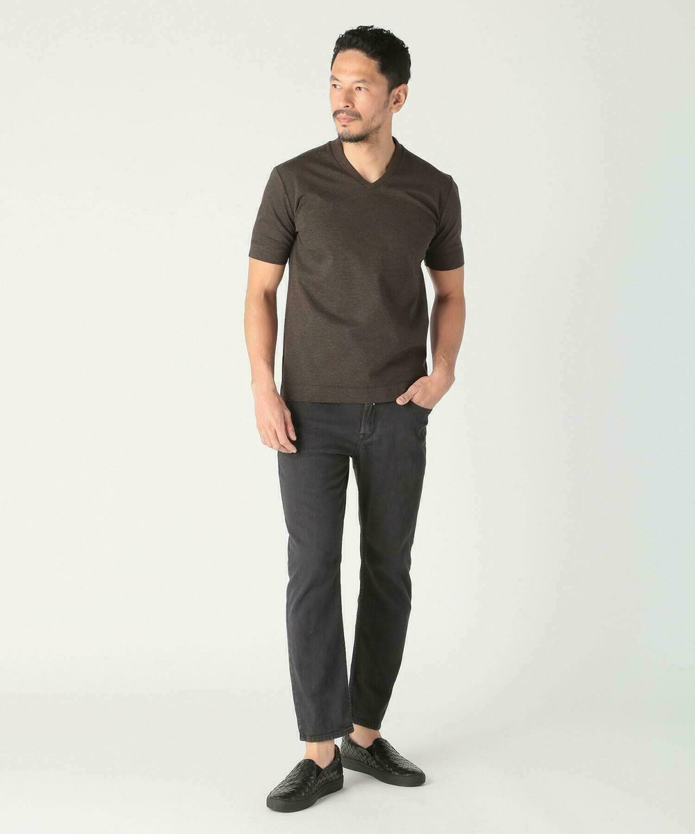 MEN'S BIGI 【ACTIVE TAILOR/アクティブテイラー】シルケットスムースVネックTシャツ＜接触冷感 / UVカット＞ ブラウン