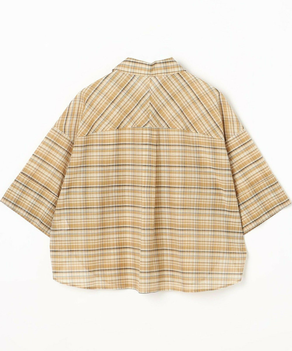 MOGA Lサイズ（大きいサイズ） 【大きいサイズ】コットンシルクチェックシャツブラウス［セットアップ可能］ ベージュ