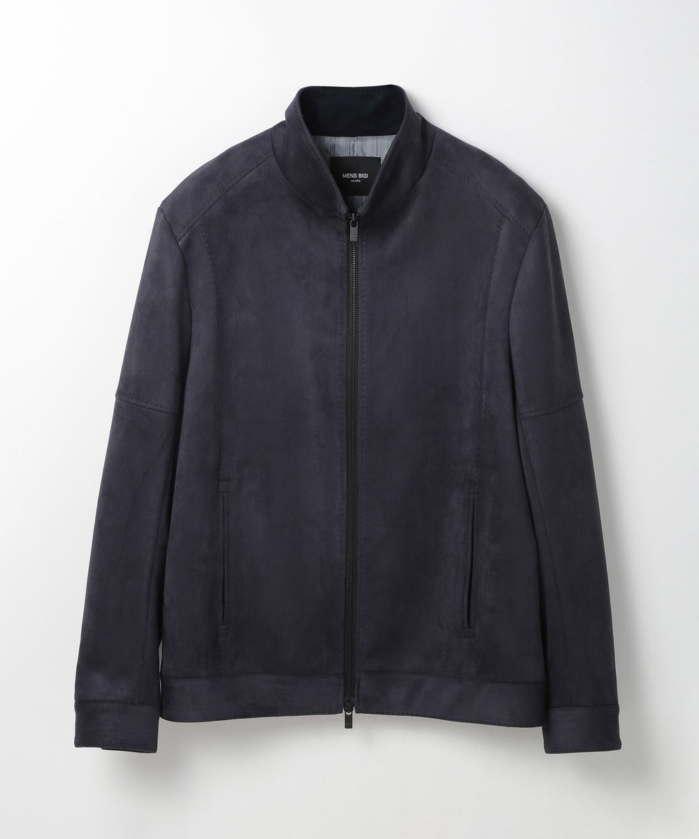 MEN'S BIGI フェイクスエードストレッチダンボールジャケット ネイビー