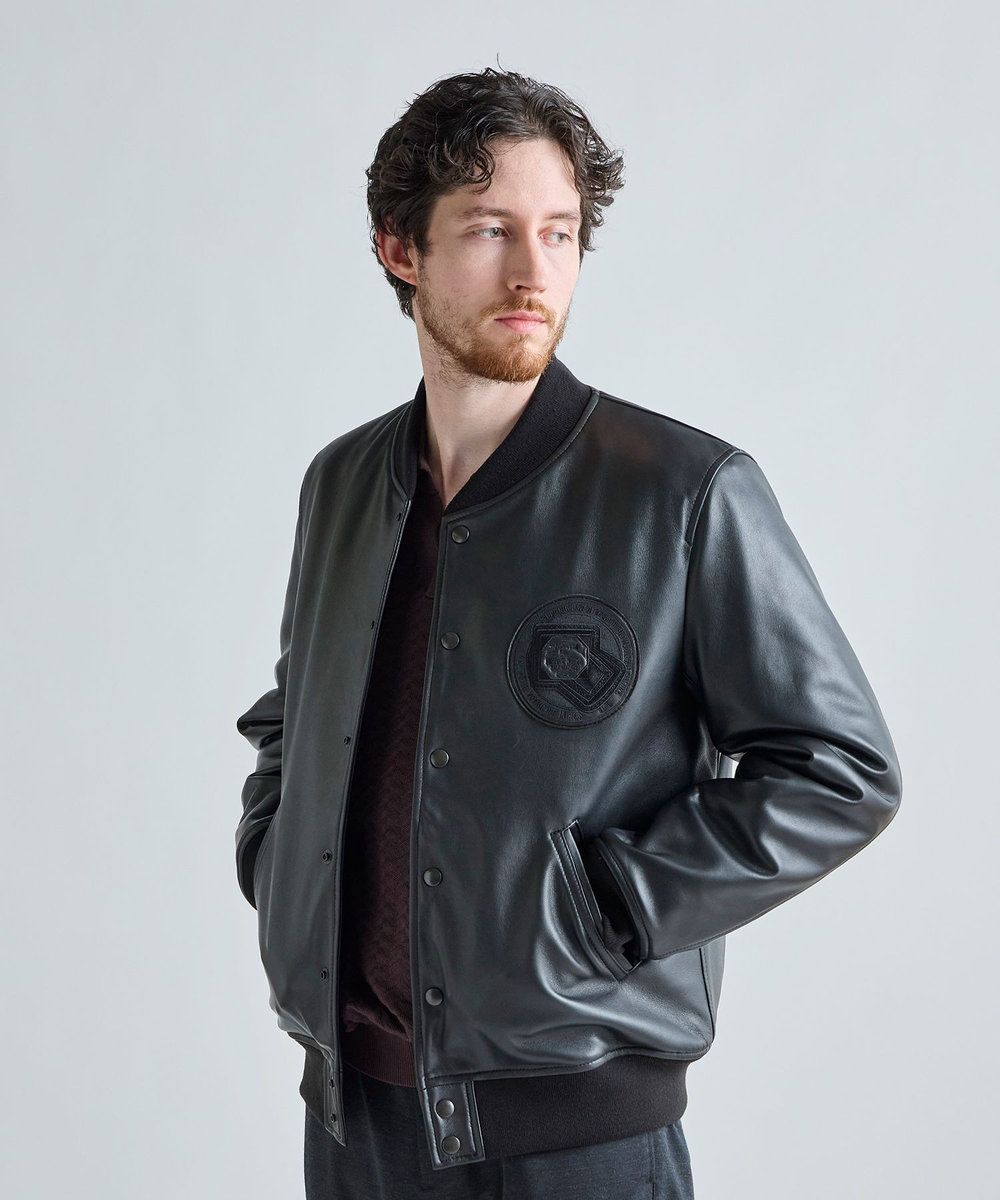 MEN'S BIGI 1983 MODEL STADIUM JUMPER ALL LEATHER VERSION ブラック