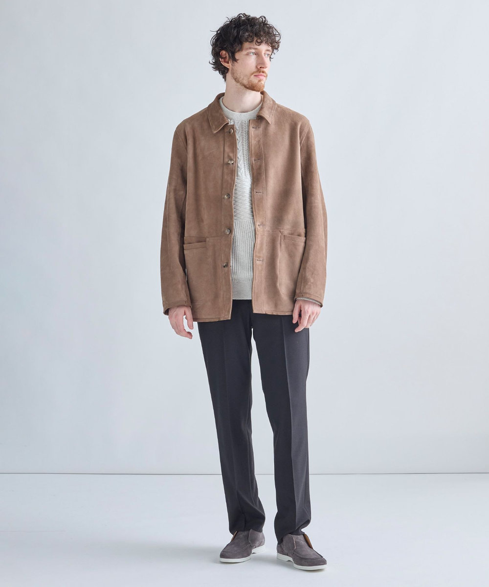 MEN'S BIGI ゴートスエード リバーシブル カバーオールブルゾン ベージュ