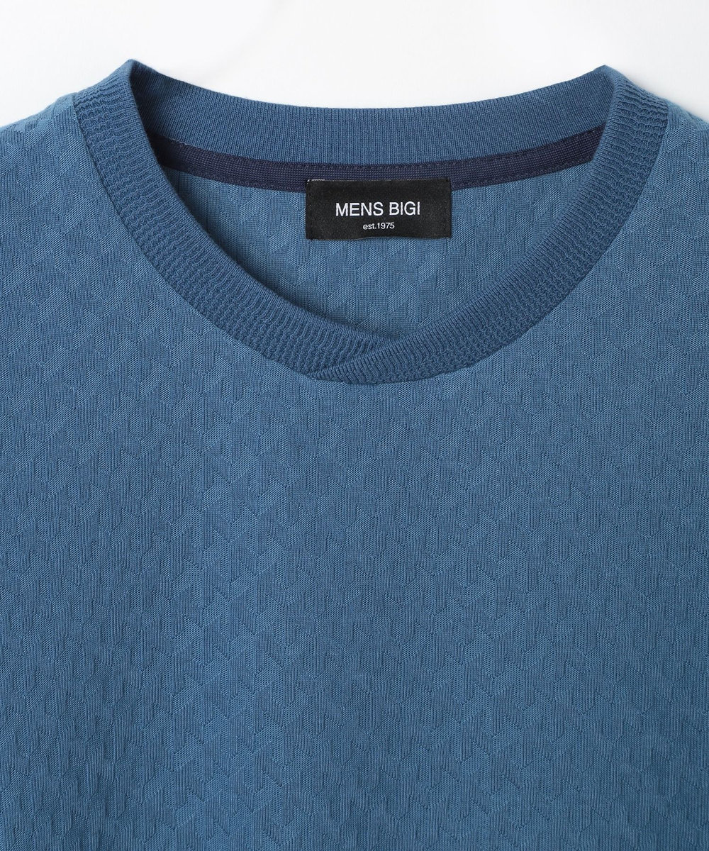 MEN'S BIGI 変形千鳥柄リンクスロングスリーブカットソー ブルー
