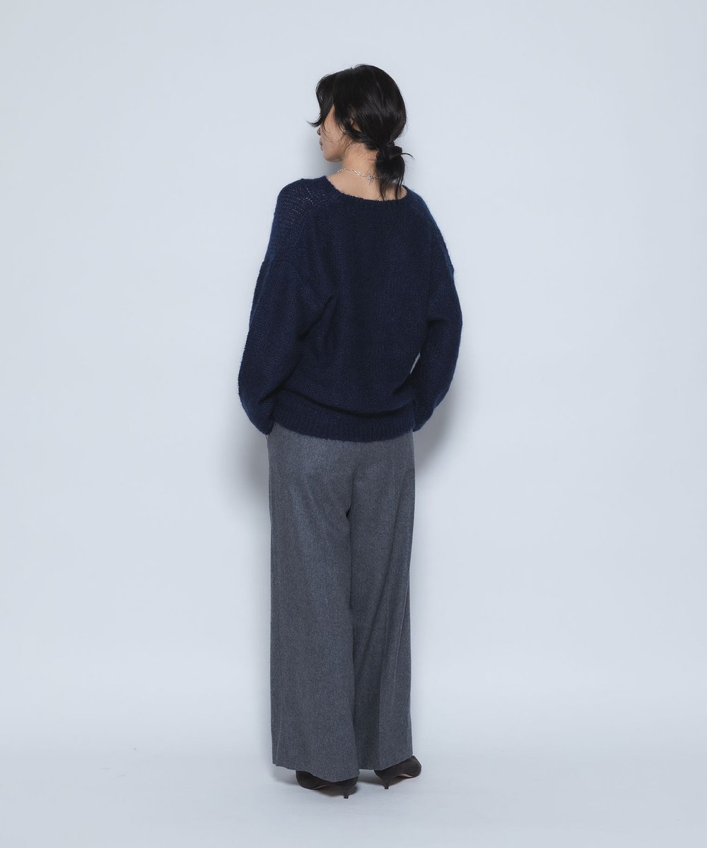 1er Arrondissement キッドモヘアケーブルニット ネイビー
