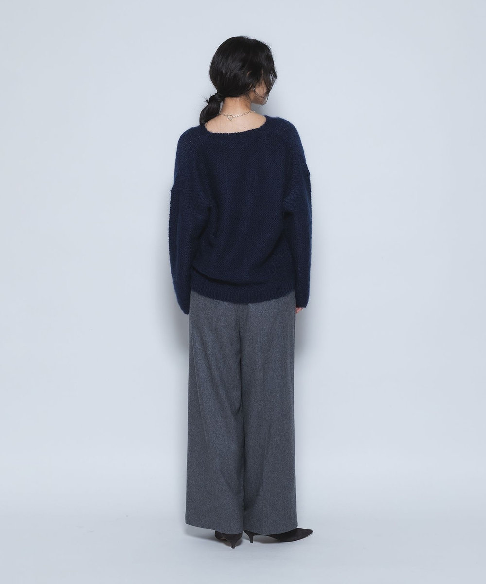 1er Arrondissement キッドモヘアケーブルニット ネイビー