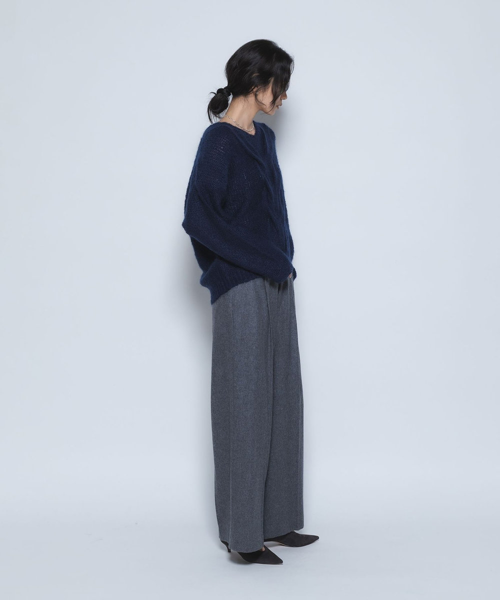 1er Arrondissement キッドモヘアケーブルニット ネイビー