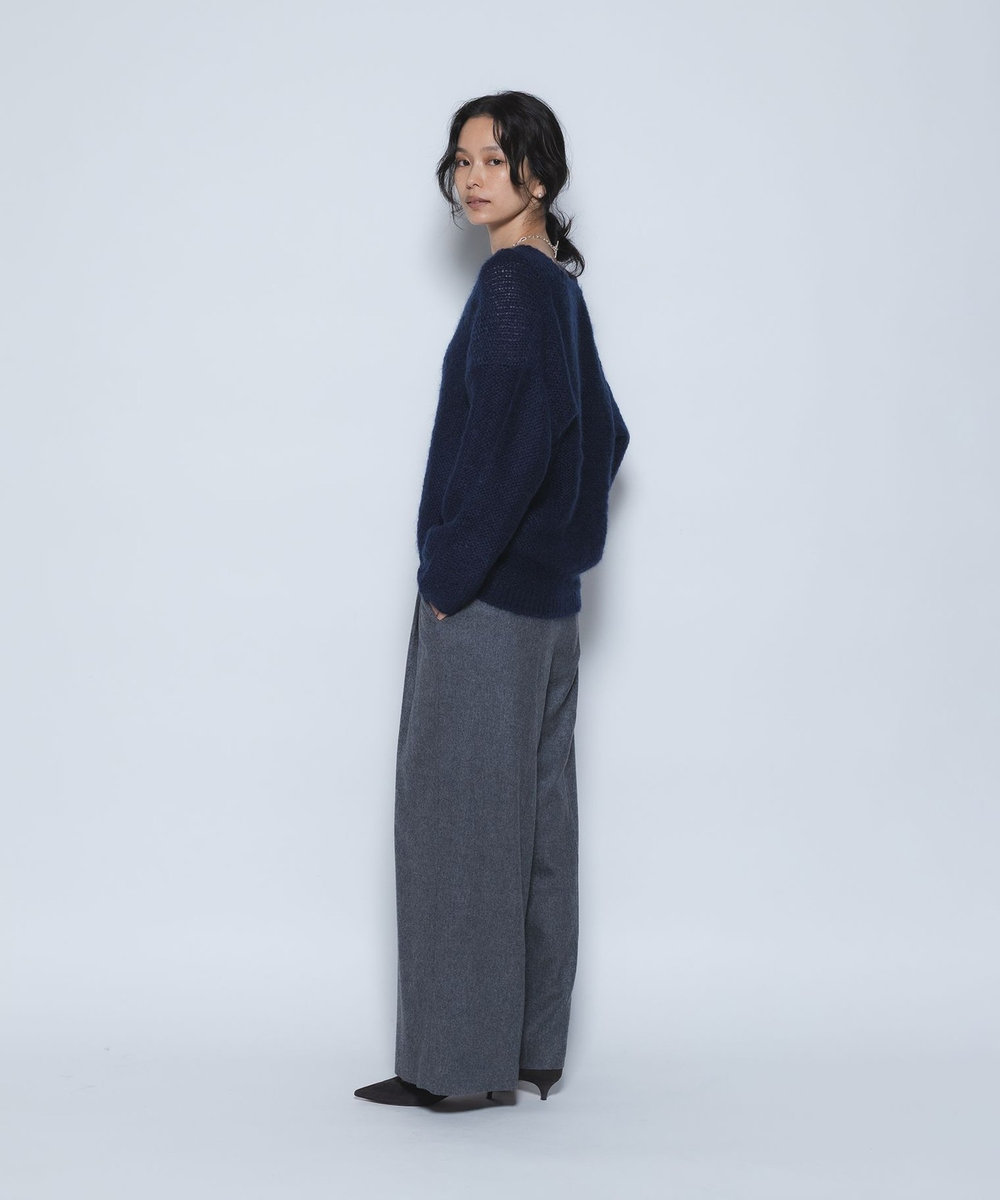 1er Arrondissement キッドモヘアケーブルニット ネイビー