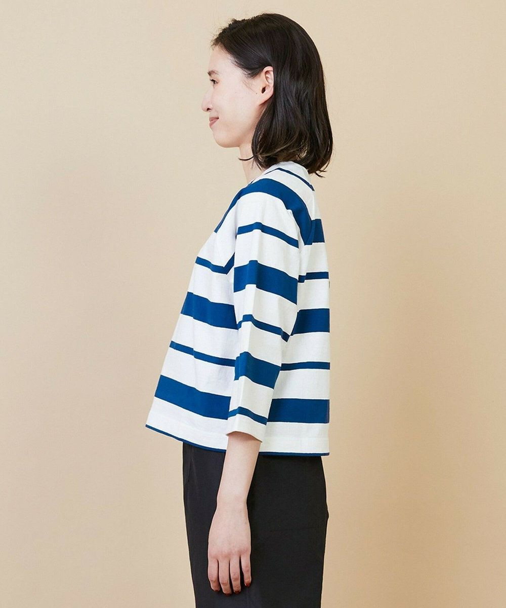L'EQUIPE raspail × L'EQUIPE 別注クロップド丈ボーダーカットソー ネイビー