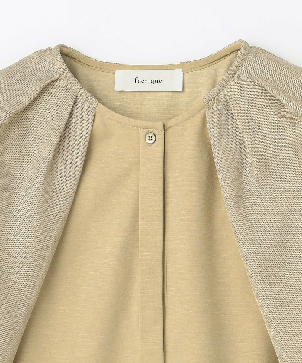 feerique feerique メッシュ×ジャージドッキングブラウス ベージュ