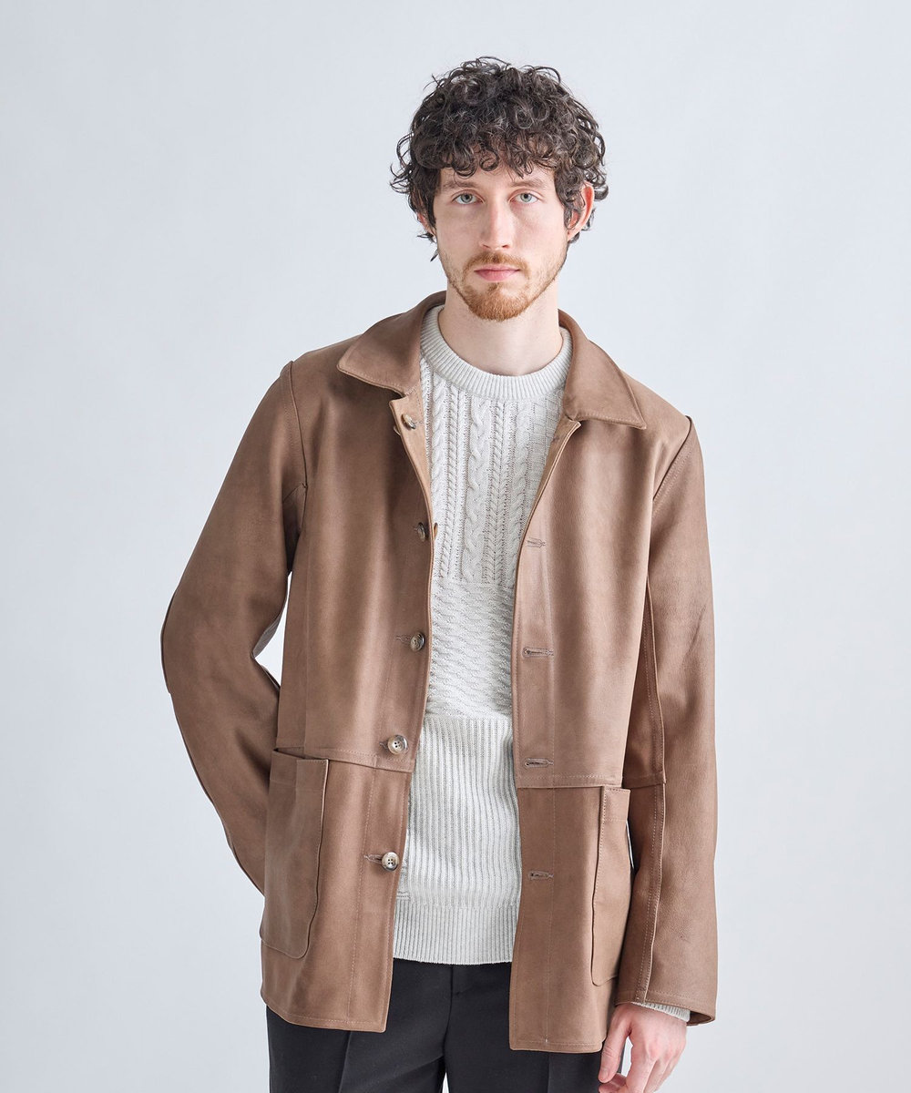 MEN'S BIGI ゴートスエード リバーシブル カバーオールブルゾン ベージュ