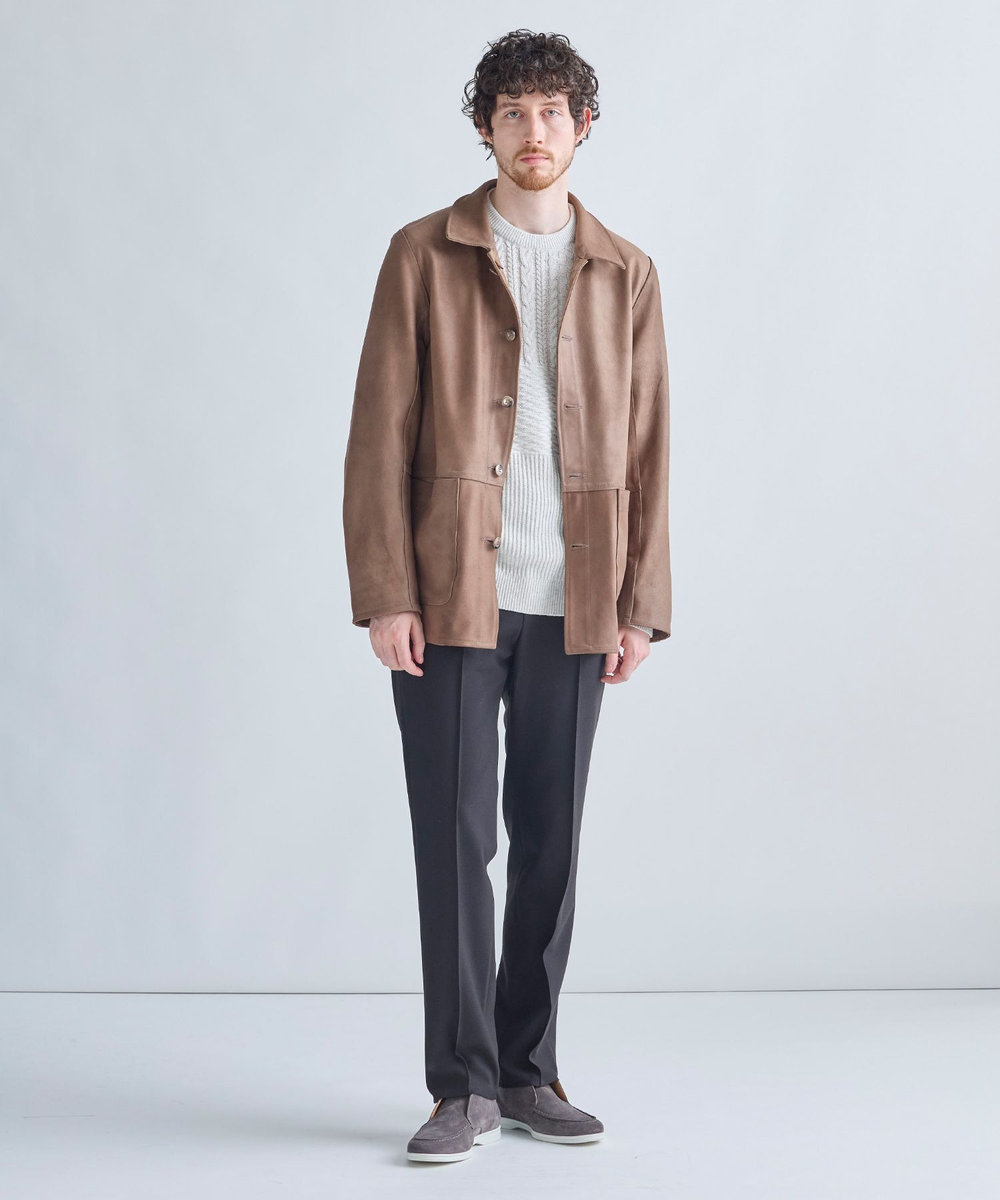 MEN'S BIGI ゴートスエード リバーシブル カバーオールブルゾン ベージュ